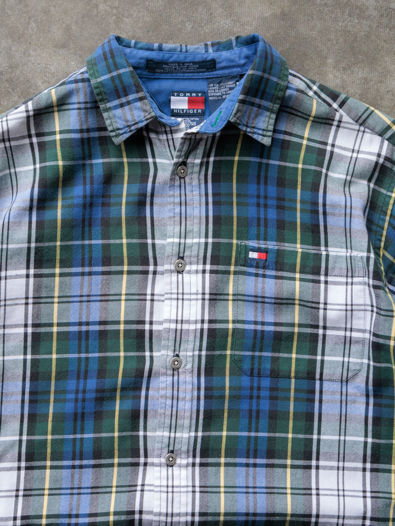 Vintage 00s Green Plaid Tommy Hilfiger Flannel Shirt (XL)