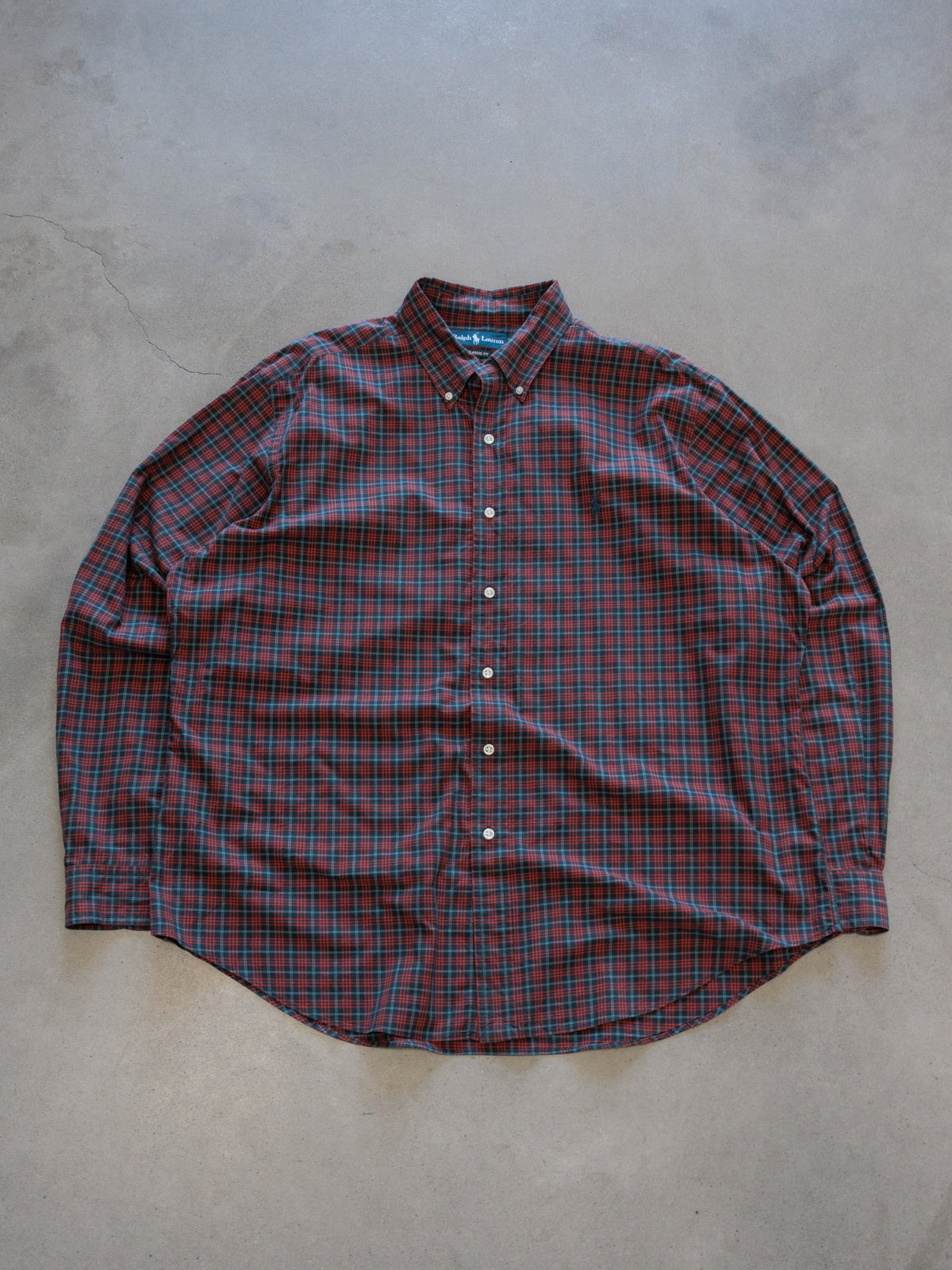 Vintage 00s Red Plaid Ralph Lauren Shirt (XL)